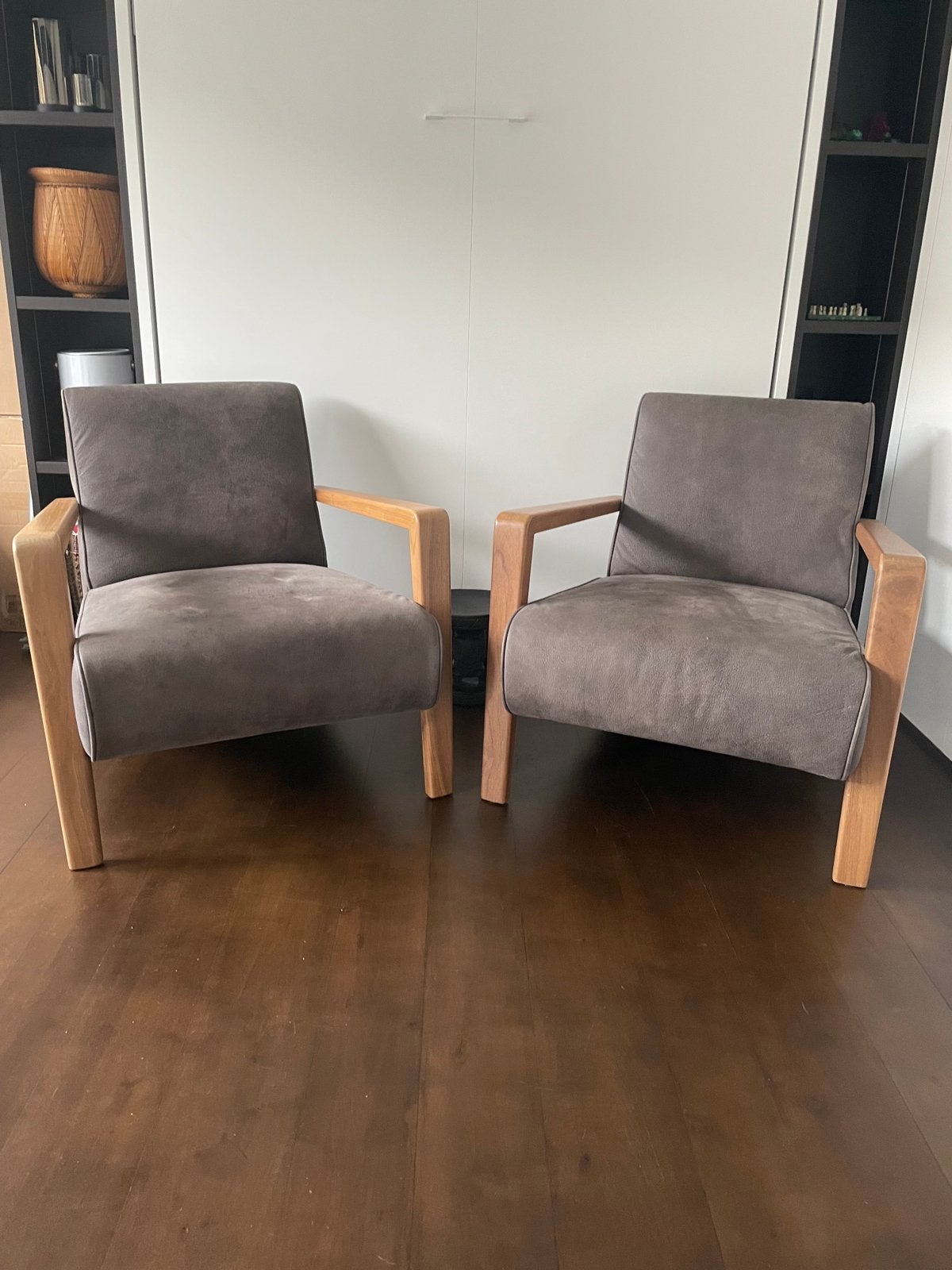 2 fauteuils vrai cuir, Maison & Meubles, Moins de 75 cm, Sanami AM/PM, Bois, Comme neuf