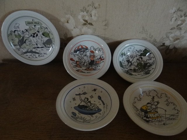 suske en wiske 5 bordjes, Ophalen, Suske en Wiske, Zo goed als nieuw, Beeldje of Figuurtje