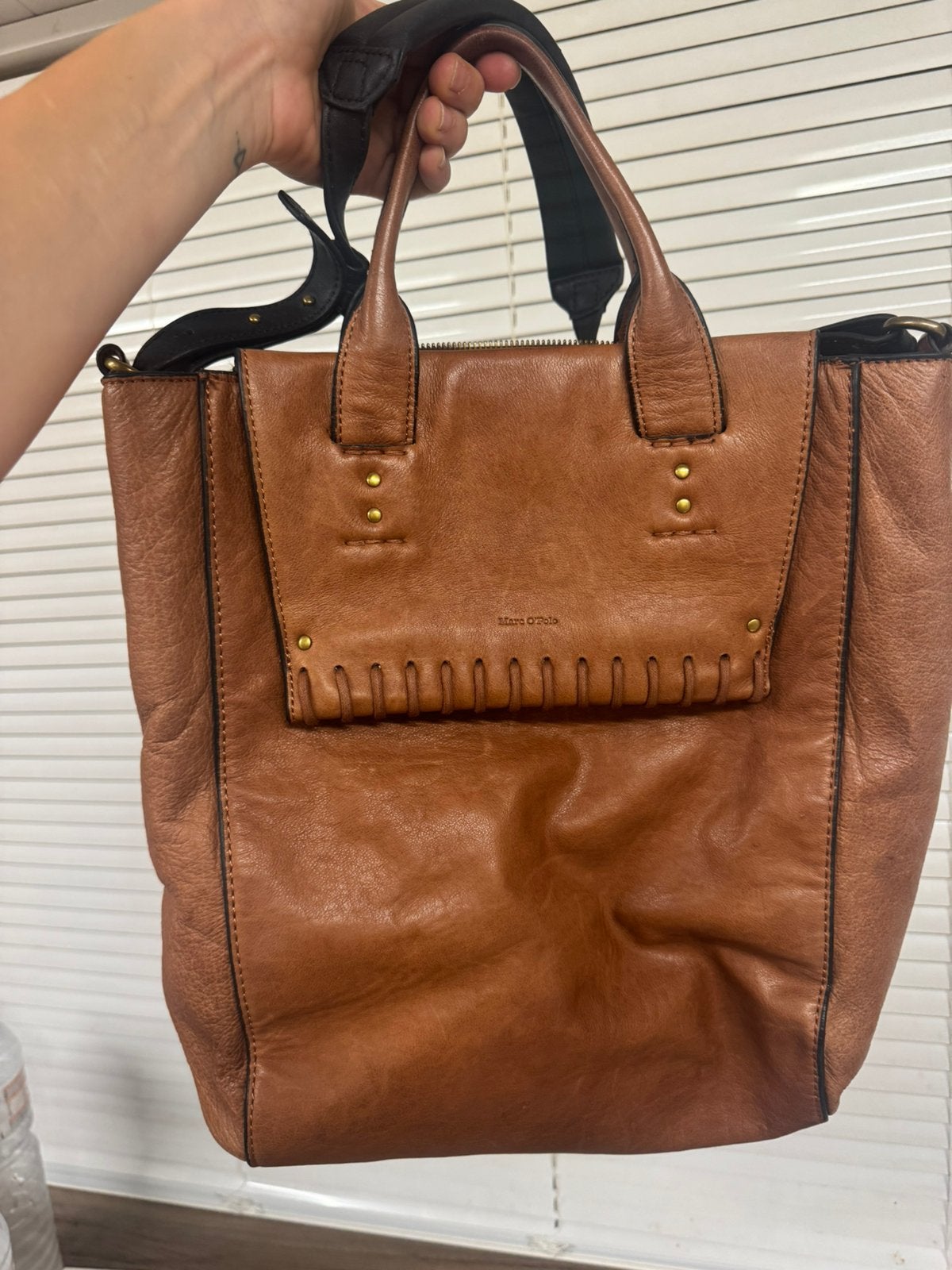 Marc O’Polo Leren Shopper / Handtas – Cognac Bruin, Enlèvement, Comme neuf, Brun, Sac à main