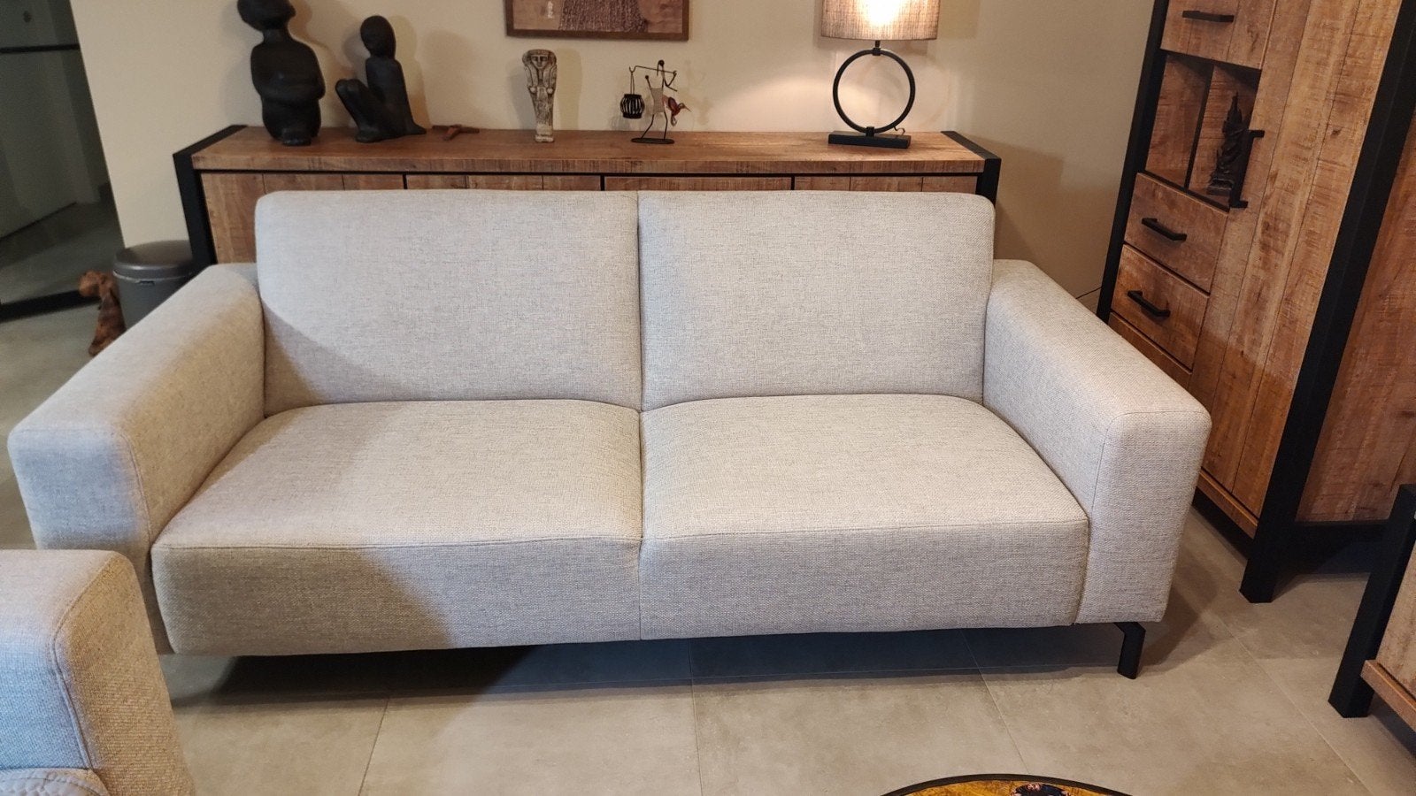 Canapé 3 places en tissu beige, Maison & Meubles, Canapés | Salons, 200 à 250 cm, Banc droit, Comme neuf, Enlèvement