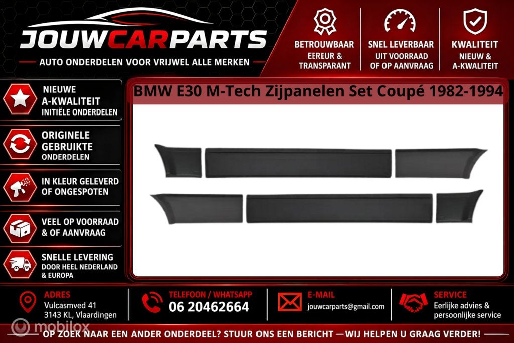 BMW E30 M-Tech Zijpanelen Set Coupé 1982-1994, Sideskirt - set, Nieuw, Ophalen of Verzenden, BMW