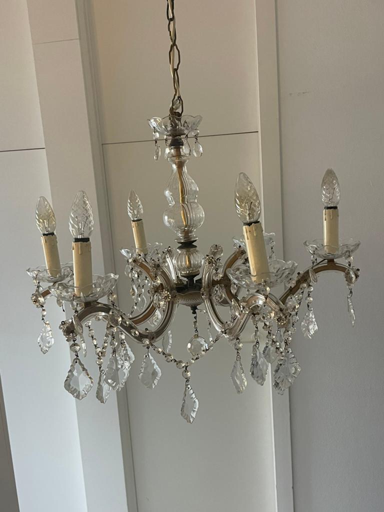 2 kristallen lusters, Huis en Inrichting, Lampen | Kroonluchters, Ophalen, Gebruikt, Glas, Antiek