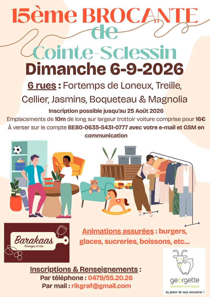 15ème Brocante de Cointe Sclessin Dimanche 6 Septembre, Antiquités & Art, Curiosités & Brocante, Enlèvement