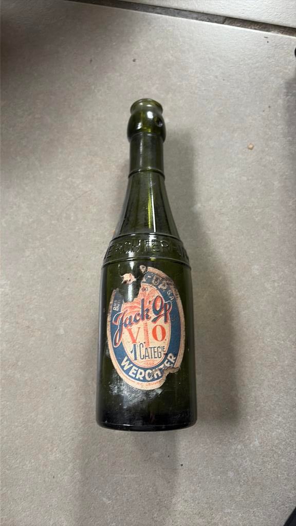 Oud bierflesje jack-op van roost werchter, Verzamelen, Ophalen, Gebruikt, Flesje(s), Overige merken