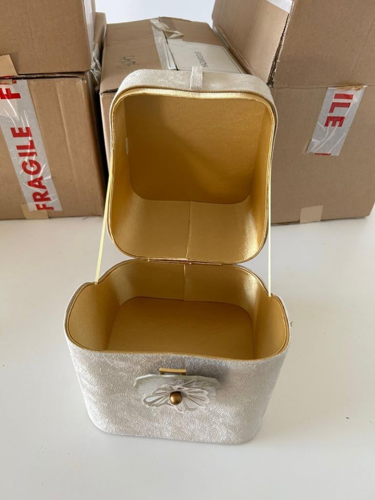 8x opbergbox grijs goud 18 cm x 19 cm, Ophalen, Nieuw, Overige typen