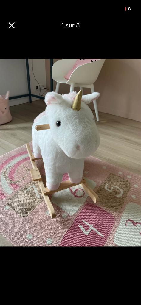 Licorne à bascule comme neuve car utilisée en déco, Ophalen, Zo goed als nieuw