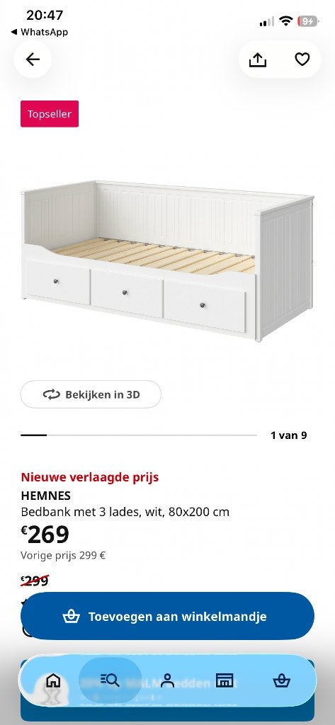 Mooie bedbank, Maison & Meubles, Bois, Une personne, Comme neuf, Enlèvement