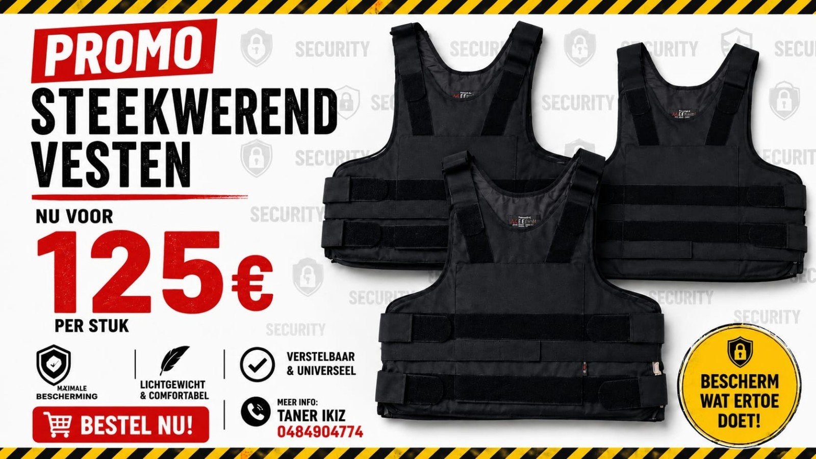 Steekwerende vest 3stuks, Vêtements | Hommes, Costumes & Vestes, Neuf, Taille 52/54 (L), Noir, Enlèvement