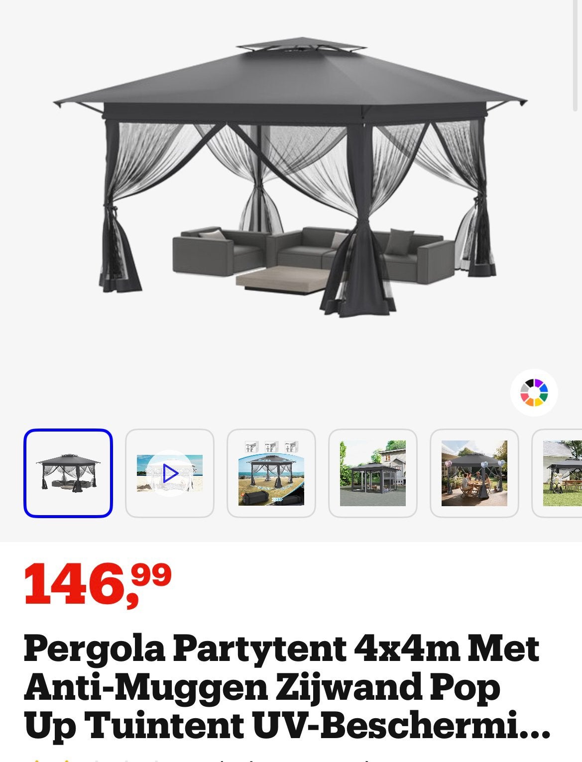 PARTYTENT 4 x 4 m -  110,00 €, Ophalen, Opvouwbaar, Partytent, Nieuw