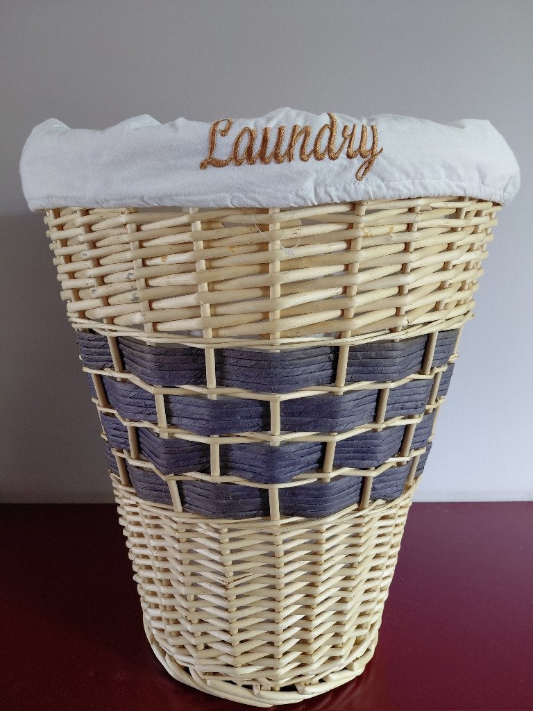 Rieten wasmand/opbergmand met stoffen binnenvoering, Ophalen, Nieuw