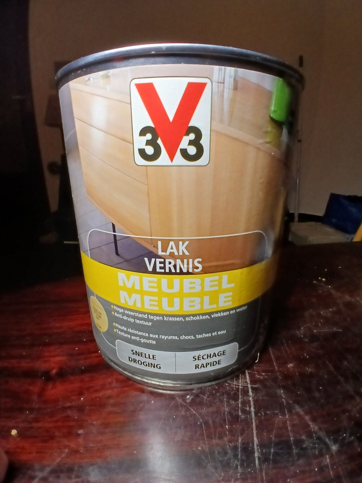 Meubellak V33 (nieuw), kleurloos, op te halen in Jette., Doe-het-zelf en Bouw, Ophalen