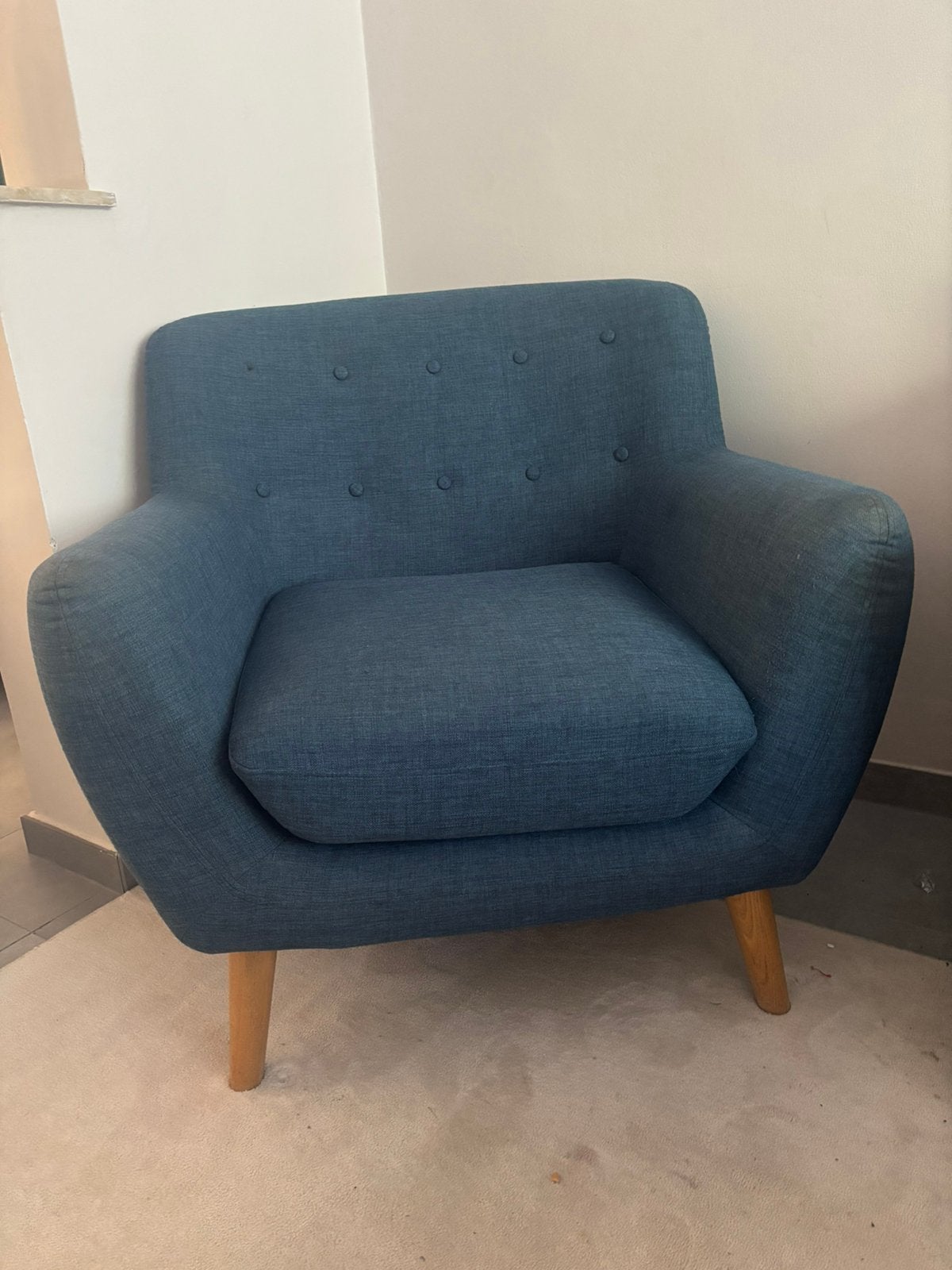 Fauteuil design de couleur bleu, Enlèvement, Utilisé, Tissus