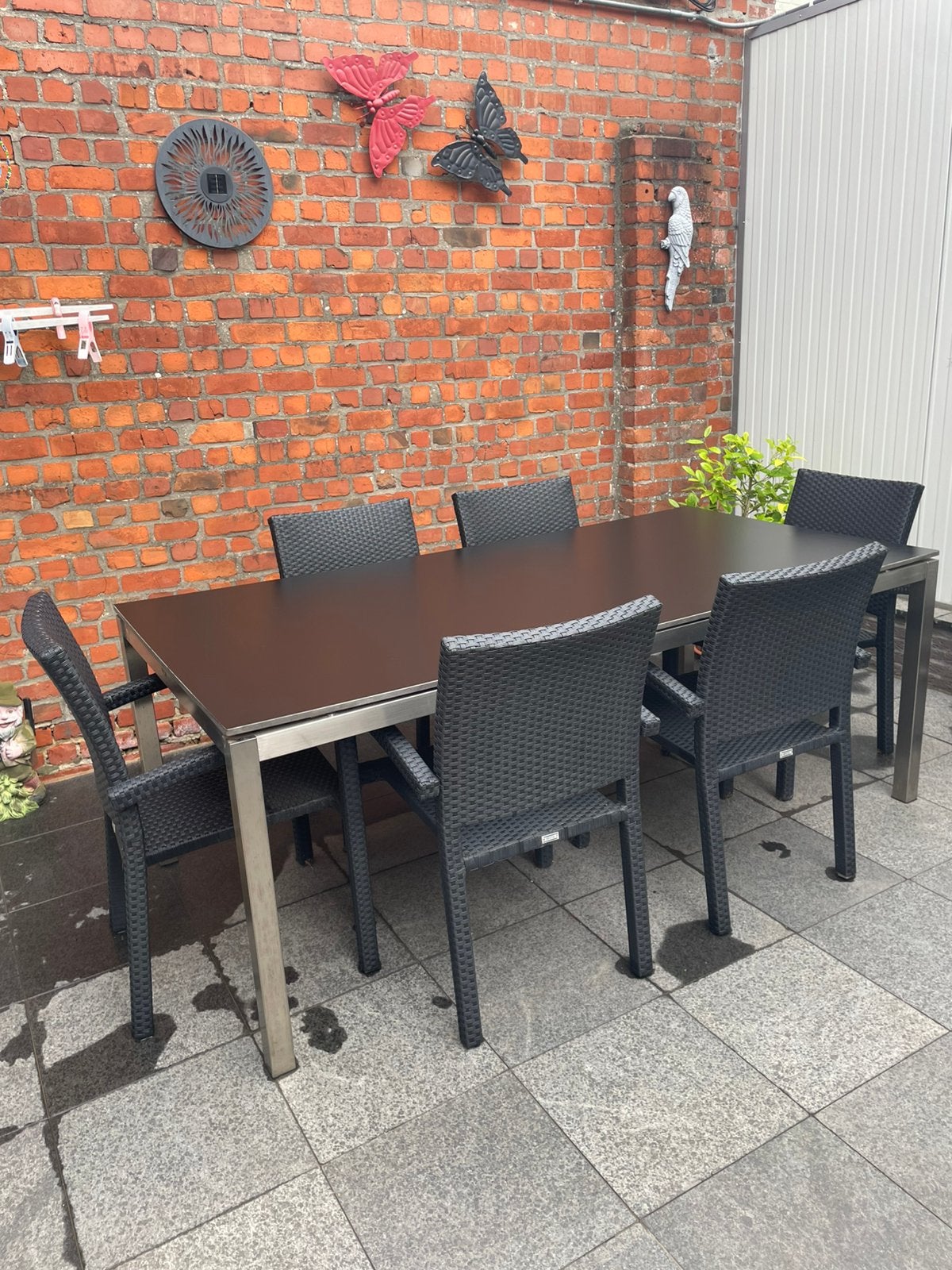 Grote tuintafel met 6 stoelen, Ophalen, Zo goed als nieuw