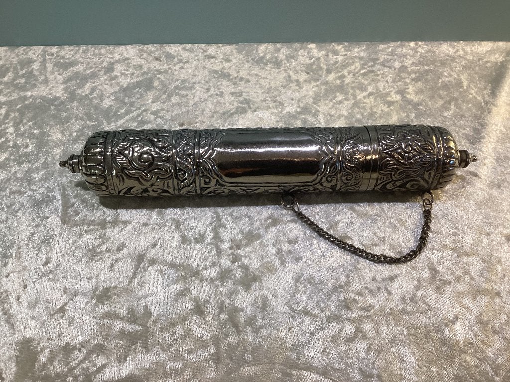 Megillat houder verzilverd metaal. 139/Ca., Antiek en Kunst, Antiek | Religieuze voorwerpen, Ophalen