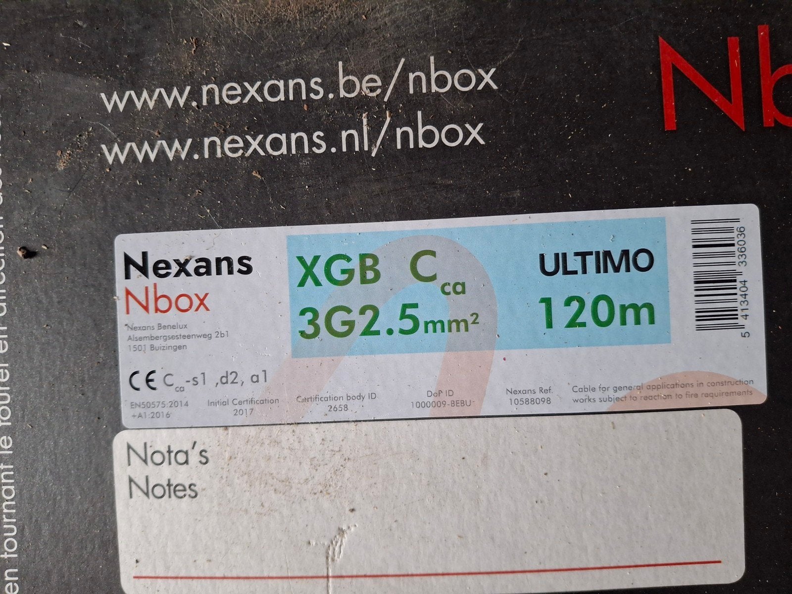 XGB3g2,5 - 120m NBOX Nexans, Enlèvement, Neuf