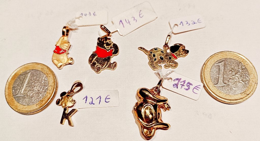 Pendentif Winnie, Mickey, Donald, Dalmatien, NEUF, en or 18K, Neuf, Enlèvement ou Envoi, Or, Or