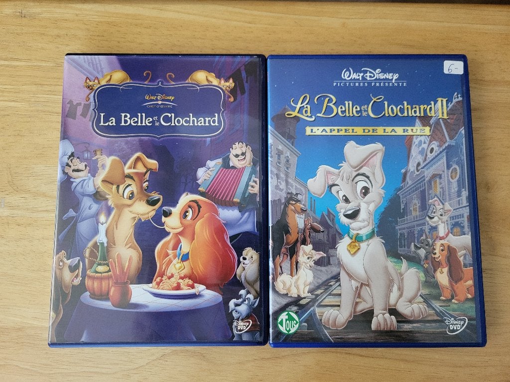 Lot DVD Disney La Belle et le Clochard 1 & 2, Matériel bonus, Tous les âges, Néerlandais, Néerlandais