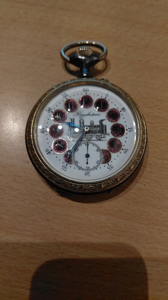 Montre gousset regulateur chemin fer, Bijoux, Sacs & Beauté, Enlèvement ou Envoi, Utilisé, Montre de poche