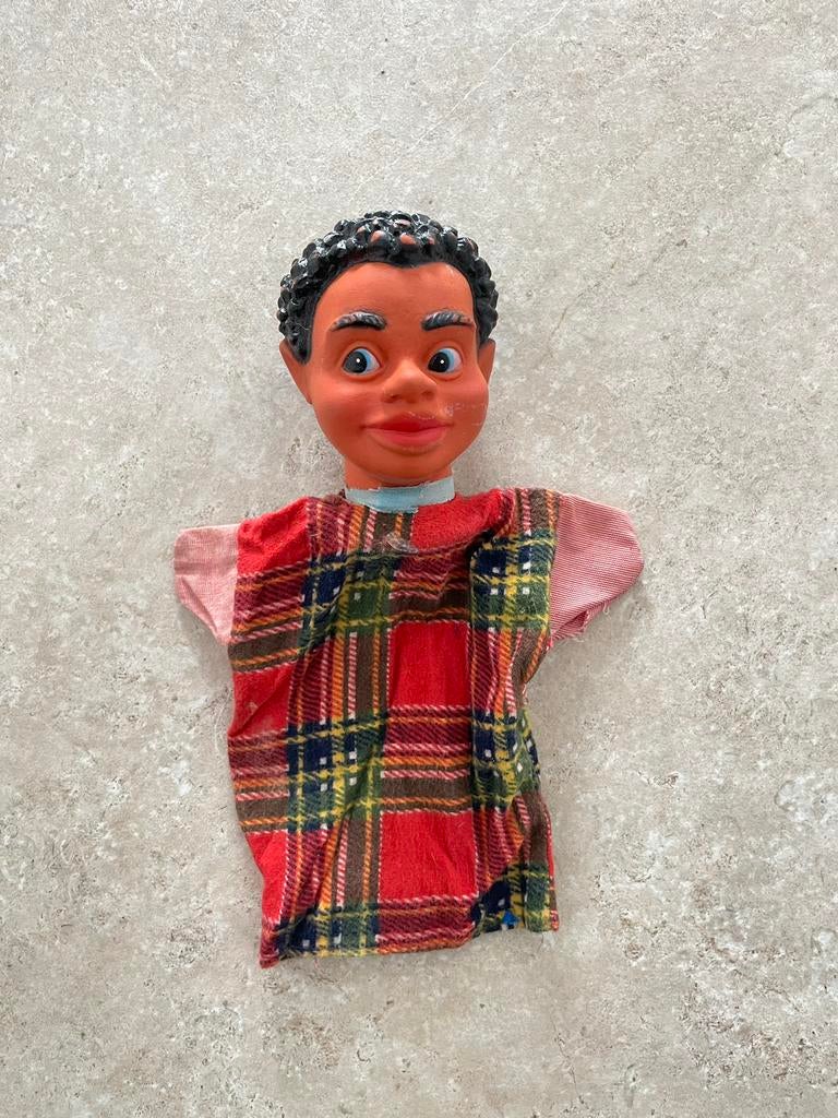 Vintage handpop rubber gezicht jaren 70, Verzamelen, Poppen, Ophalen of Verzenden, Zo goed als nieuw, Pop