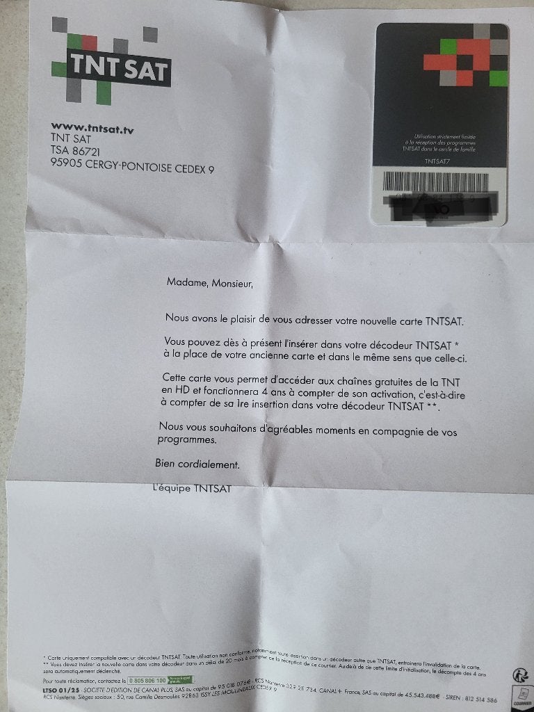 Nieuwe TNT SAT-kaart te koop, Audio, Tv en Foto, Schotelantennes, Ophalen of Verzenden, Nieuw, (Schotel)antenne-accessoires, Overige merken