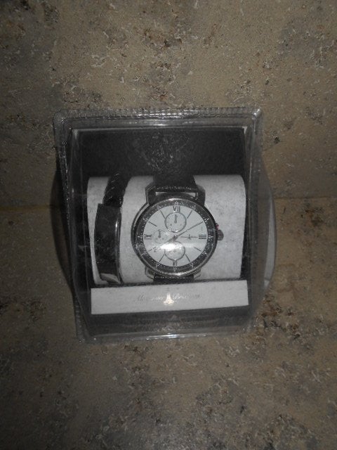 Nieuwe heren horloge + armband, Handtassen en Accessoires, Horloges | Heren, Overige merken, Leer, Staal, Polshorloge