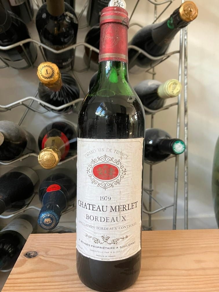 Bouteille de Château Merlet 1979, Collections, Vins, Enlèvement ou Envoi, Pleine, France, Vin rouge