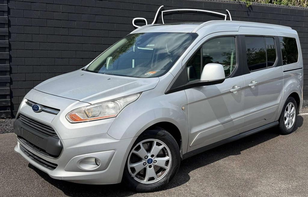 Ford Tourneo Connect Grand 1.6 TDCi+7 PLACES+AIRCO+TOIT PANO, Euro 5, Stof, Gebruikt, Zwart