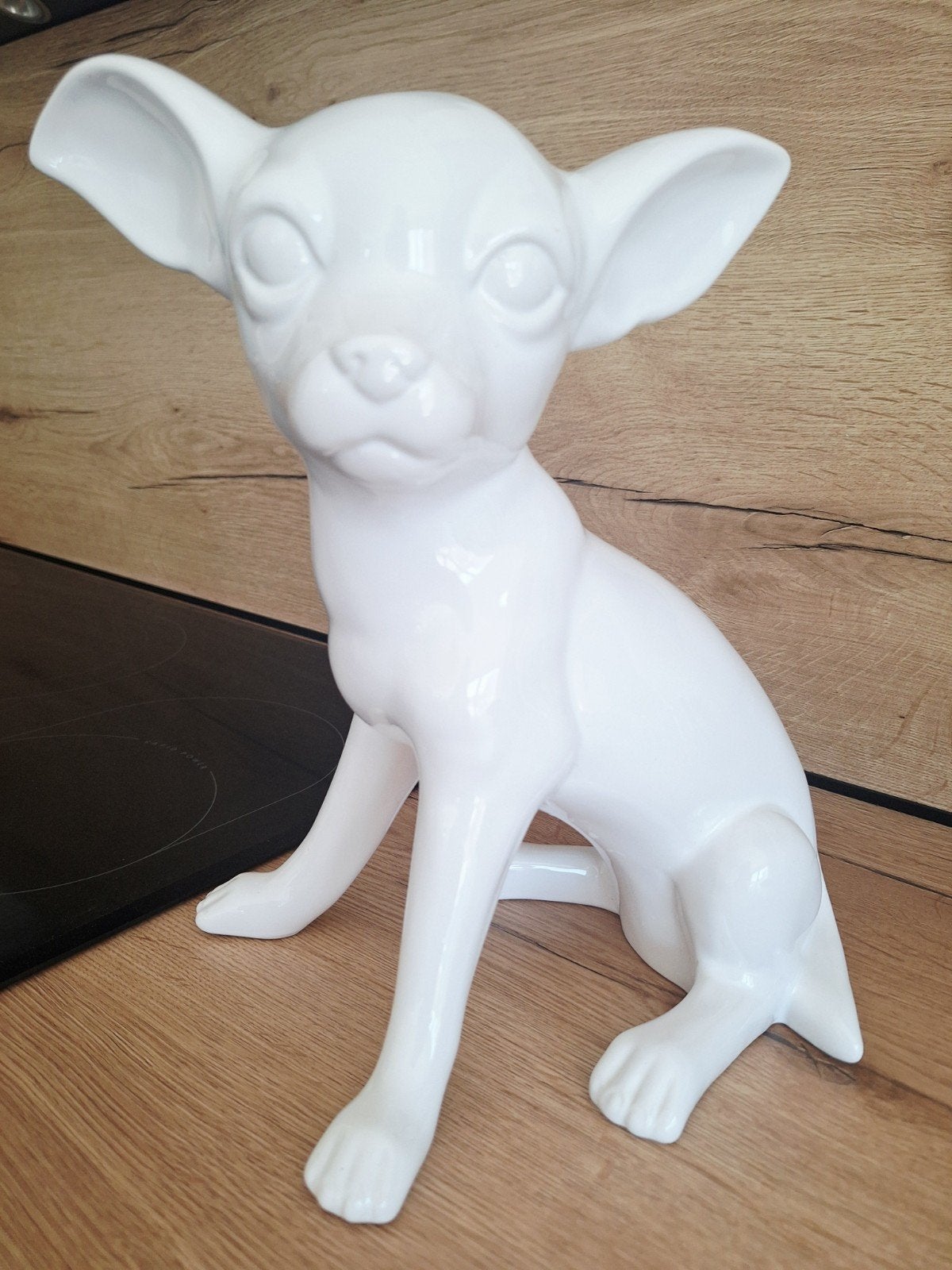Grande statue chihuahua 33 cm blanche, Enlèvement, Neuf, Animal
