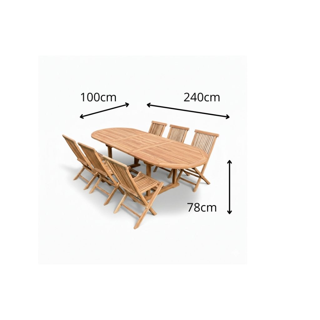 Nieuw in teakhout: ovale tafel van 240 cm (8 tot 10 pers.), Ophalen, Nieuw, Ovaal, Teakhout