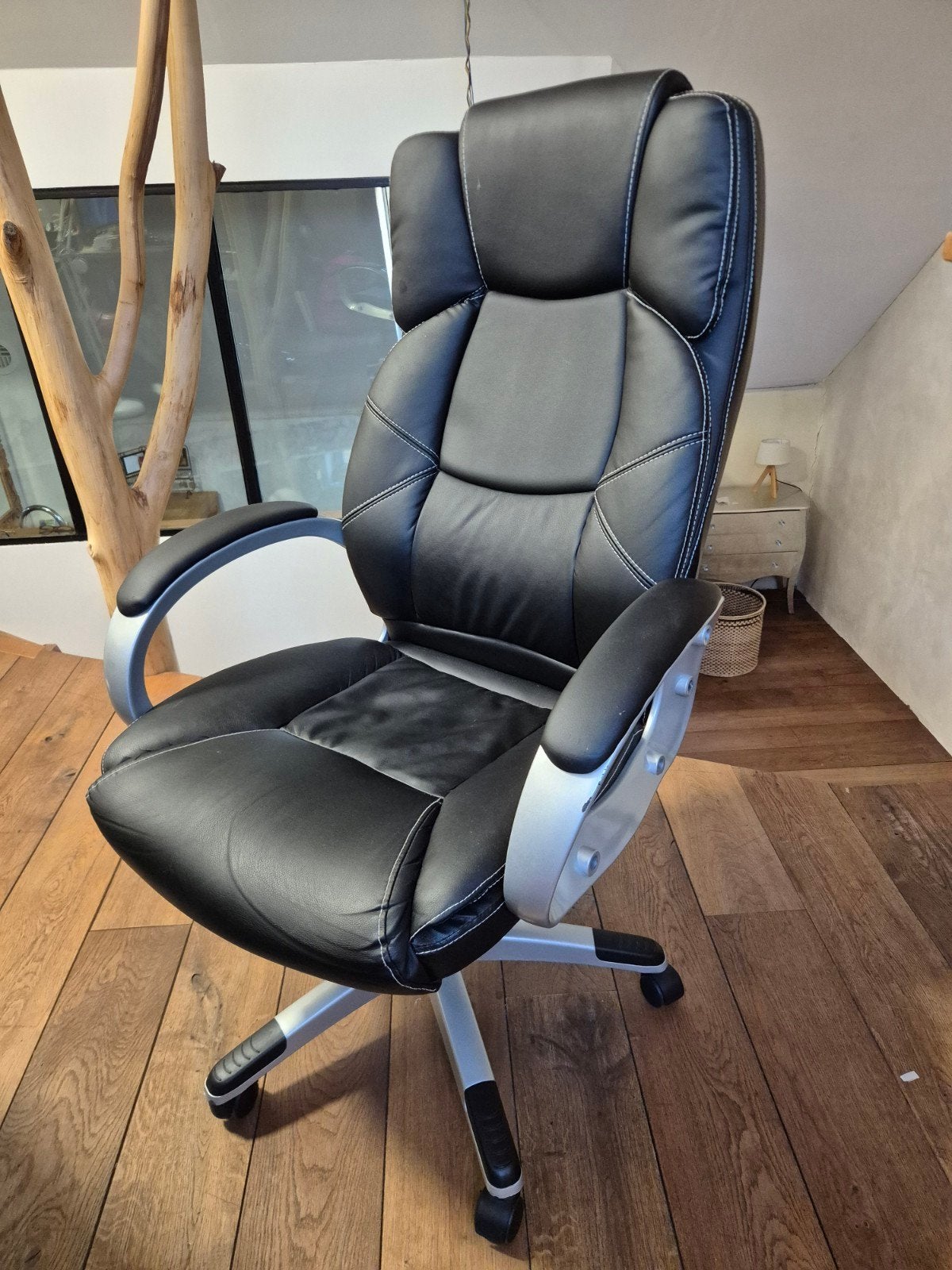 chaise de bureau simili cuir, Enlèvement, Utilisé, Noir, Chaise de bureau