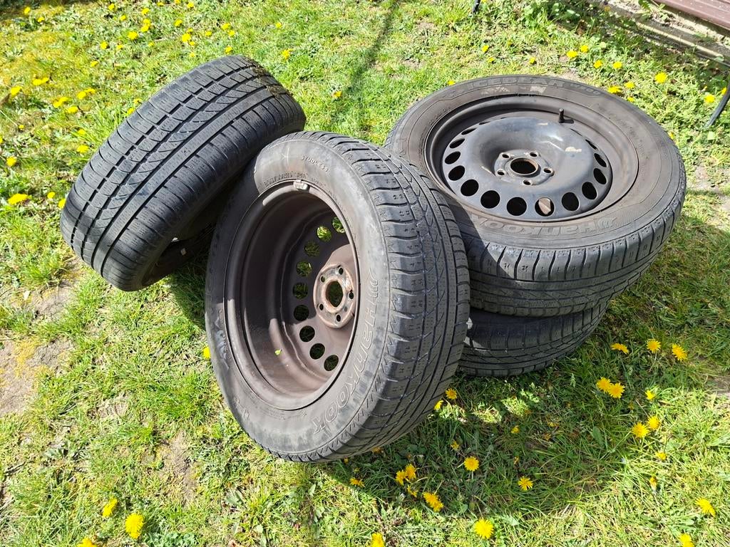 4 Stalen velgen 16 inch met Hankook winterbanden, Auto-onderdelen, Ophalen, 16 inch, Winterbanden, Band(en)