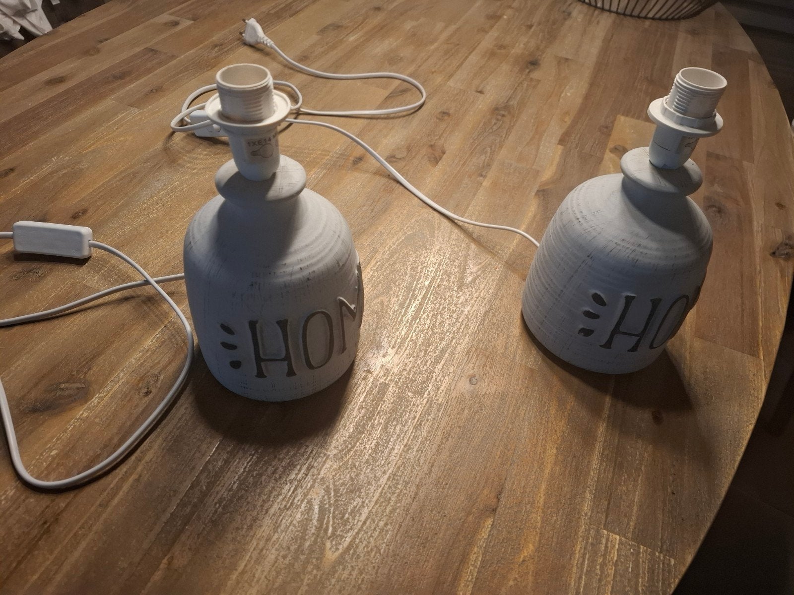 Set de 2 lampes de table country sans abat-jour - gris, Campagne, 20 cm, Comme neuf, Enlèvement