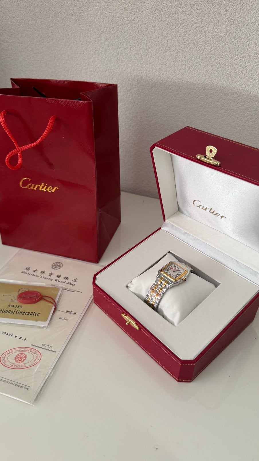 Montre Cartier Panthère de Cartier en or argenté 37 mm, Enlèvement ou Envoi, Étanche, Neuf, Argent