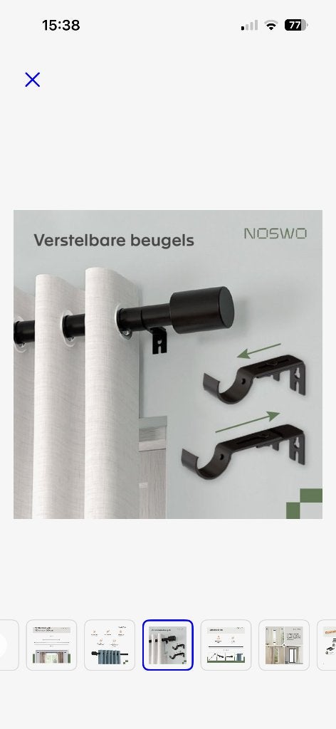 Gordijnroede 4 stuks, Ophalen, Nieuw, Zwart