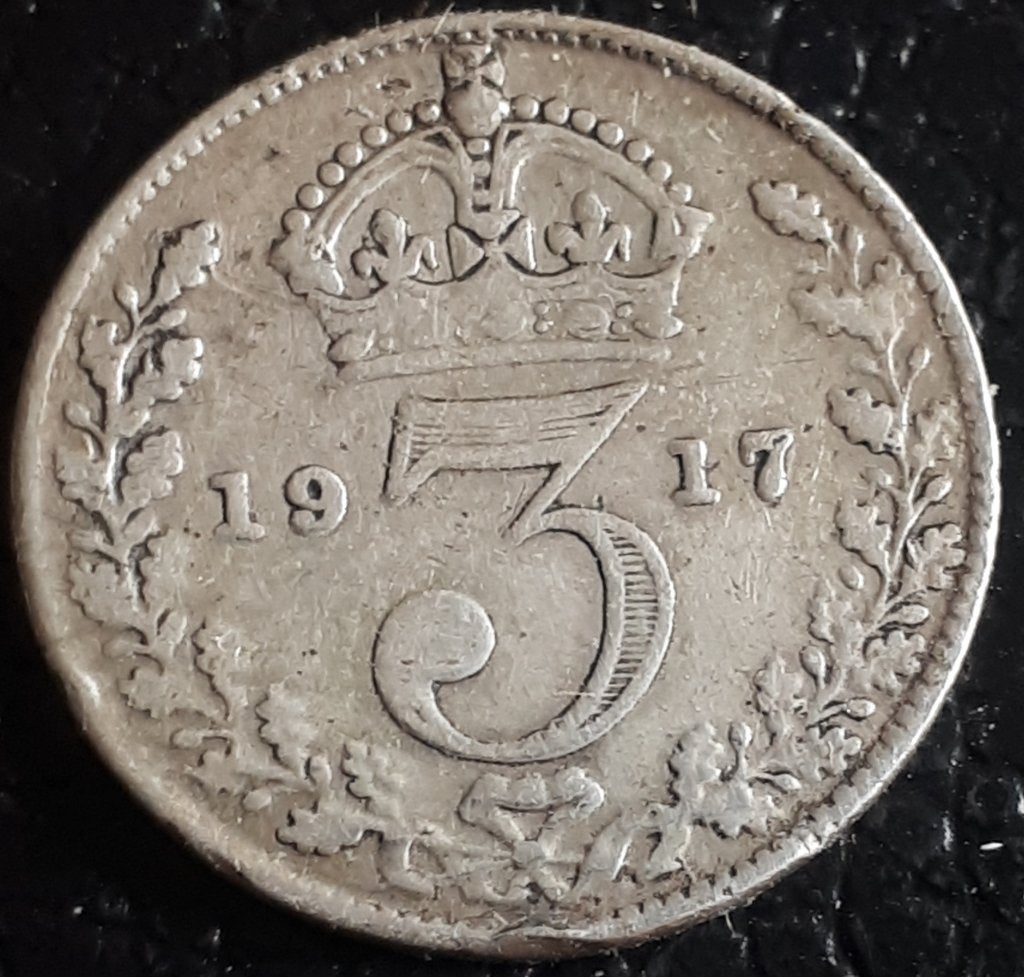 UNITED KINGDOM / 3 PENCE 1917 KM 813 ZILVER, Postzegels en Munten, Munten | Europa | Niet-Euromunten, Ophalen of Verzenden, Overige landen