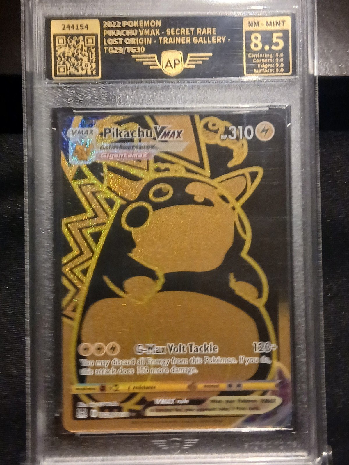 AP 8.5 pikachu vmax TG29 pokemon lost orgins, Ophalen of Verzenden, Nieuw, Losse kaart, Foil