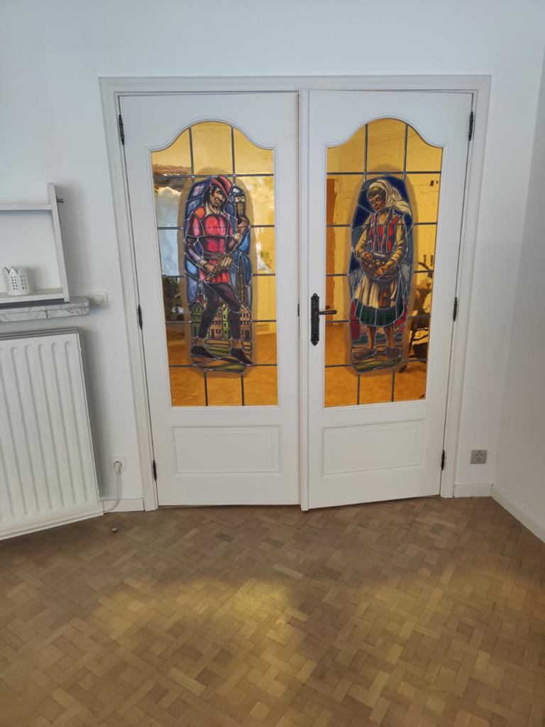 Glas in lood, in dubbele deur, Ophalen