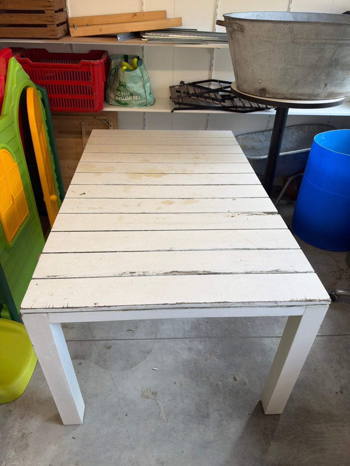 Tuinset hout wit, Jardin & Terrasse, Enlèvement, Utilisé, Bois