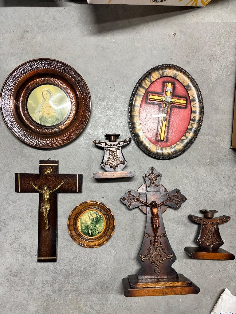 Lot Antiek Maria en Jezus, kerkbeelden, kruisbeelden, Antiek en Kunst, Ophalen