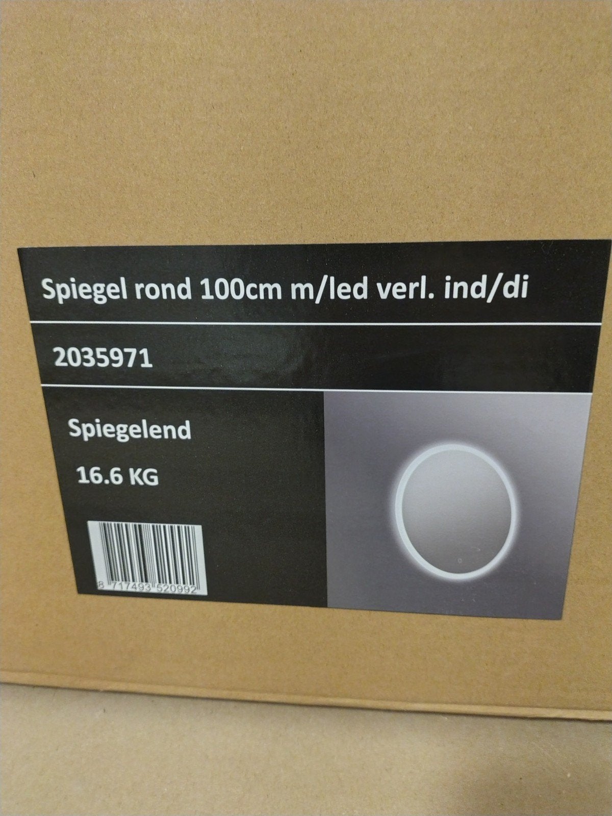 LED badkamer spiegel 100 cm. rond (zonder verw.) NIEUW!, Huis en Inrichting, Ophalen, Nieuw, 100 tot 150 cm