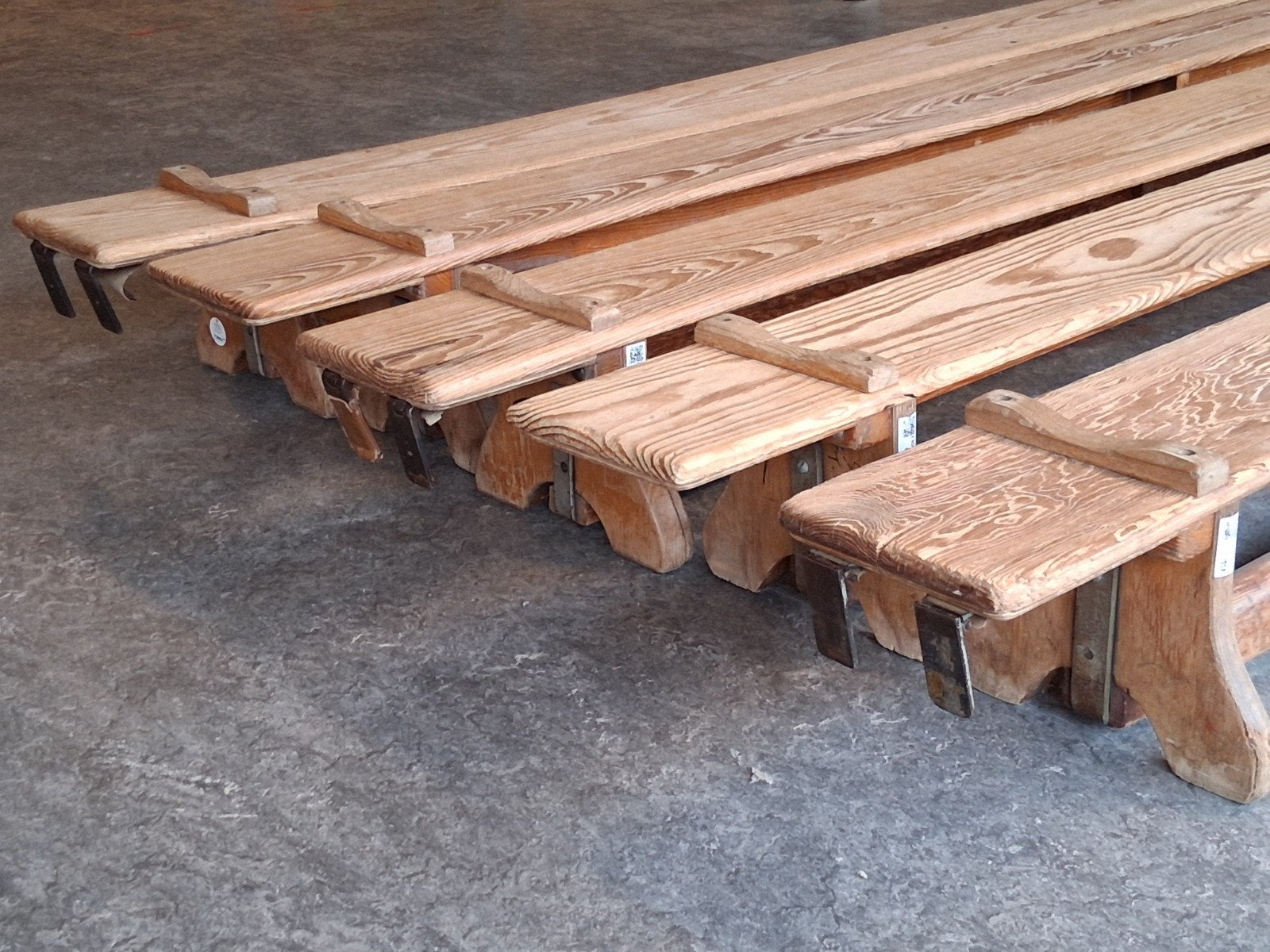 5 vintage houten Zweedse banken, Ophalen, Gebruikt, Materiaal