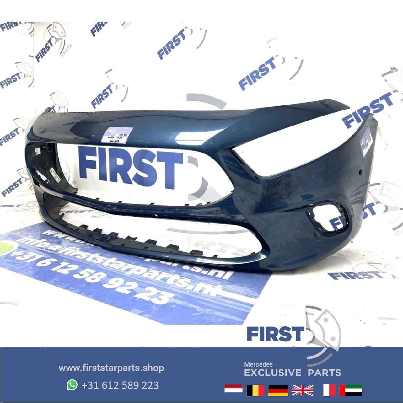 W177 A Klasse BUMPER 2019-2023 Mercedes VOORBUMPER BLAUW ORI, Gebruikt, -, Voor, Ophalen of Verzenden