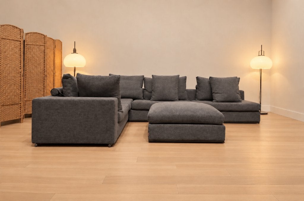 NIEUW Flexform Groundpiece Grijs + GARANTIE | NP €27.500, Huis en Inrichting, Design Bank Bankstel Zetel Hoekbank Flexform, Hoekbank
