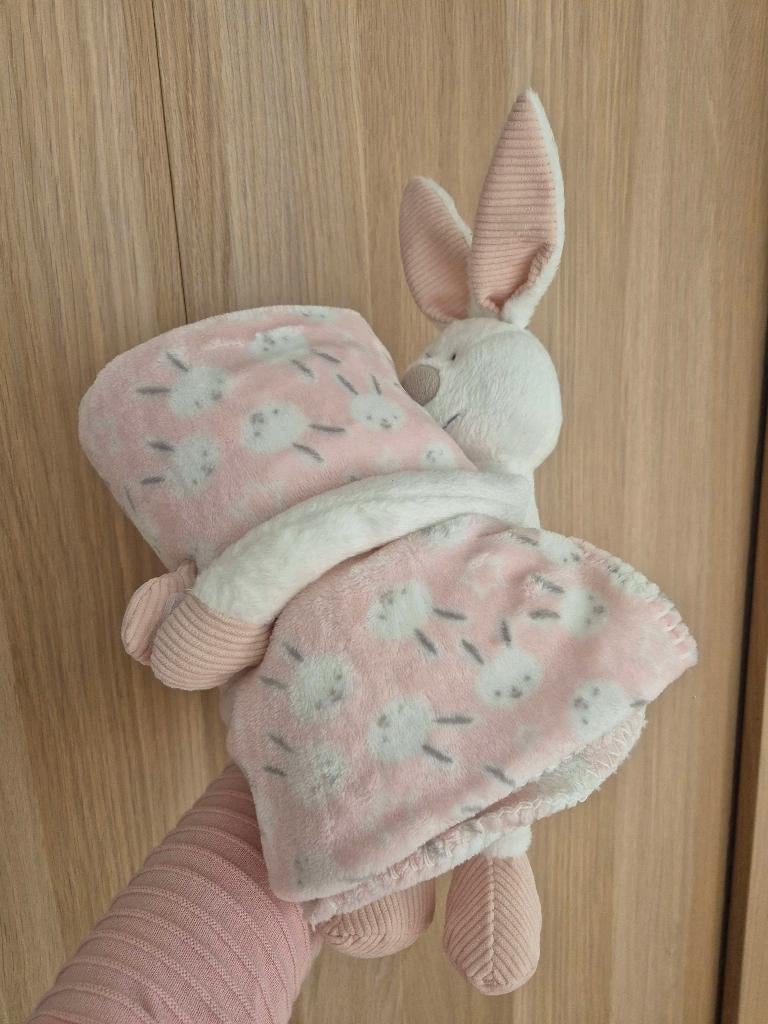 Babydeken + konijnenknuffel, Enlèvement, Comme neuf, Couverture