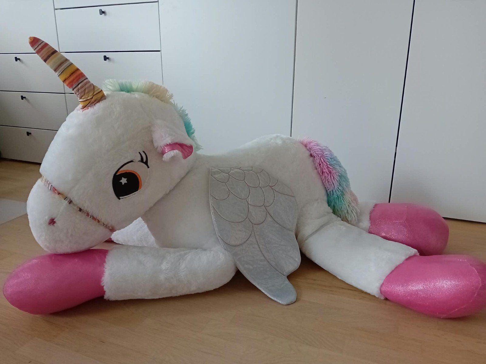 Reuzeknuffel eenhoorn, 1m breed, 1m25 hoog, in perfecte staa, Kinderen en Baby's, Ophalen, Eenhoorn