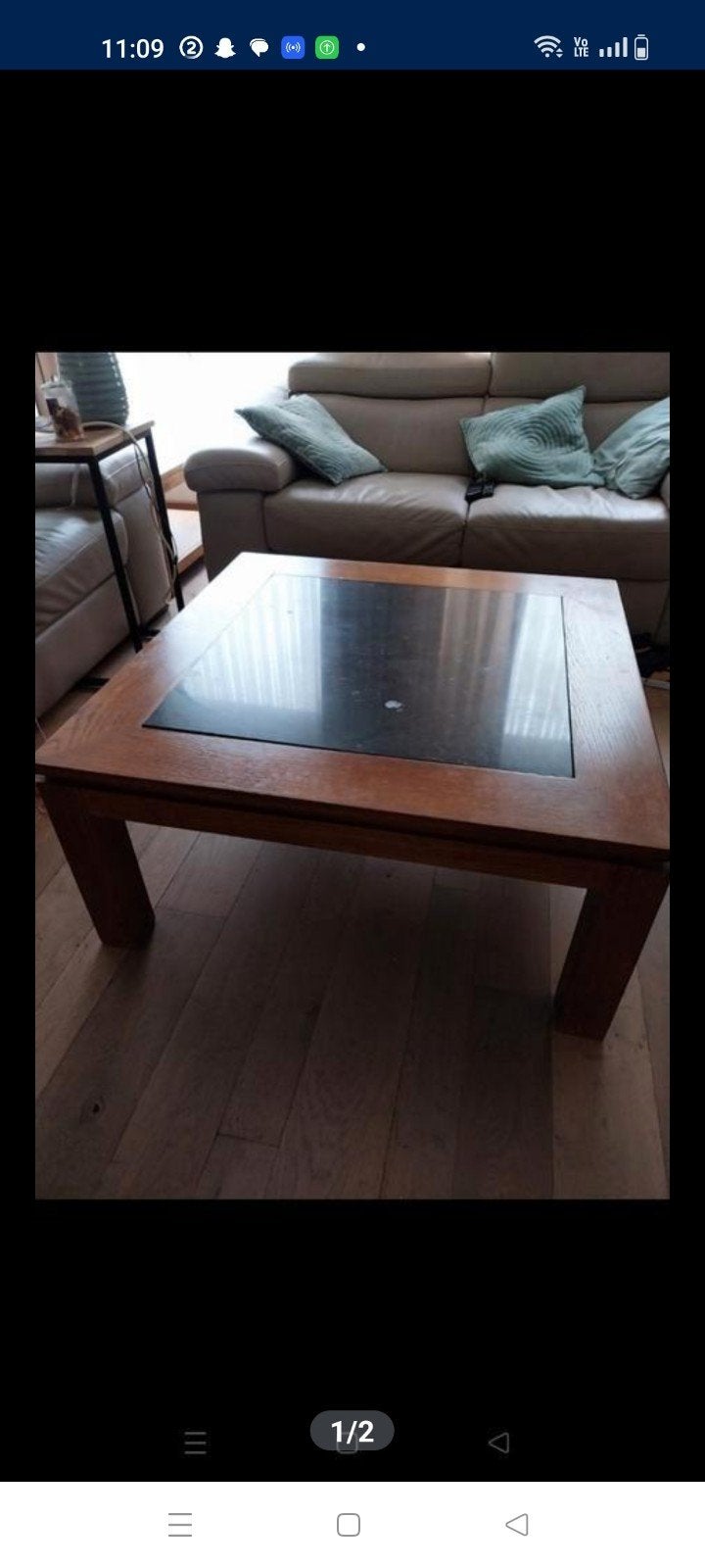 table en teck avec marbre, Maison & Meubles, Enlèvement
