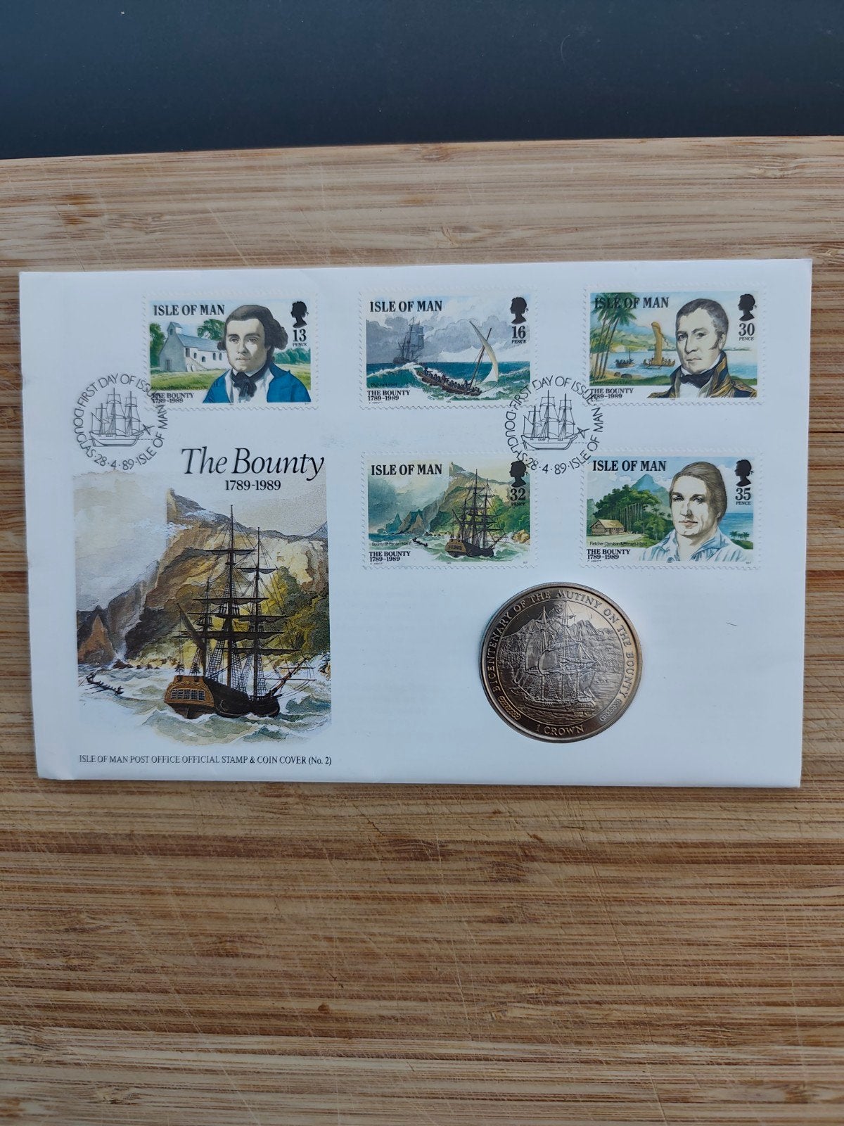 Numisbrief Isle of Man 1989 - The Bounty/Bicentennial, Postzegels en Munten, Ophalen of Verzenden