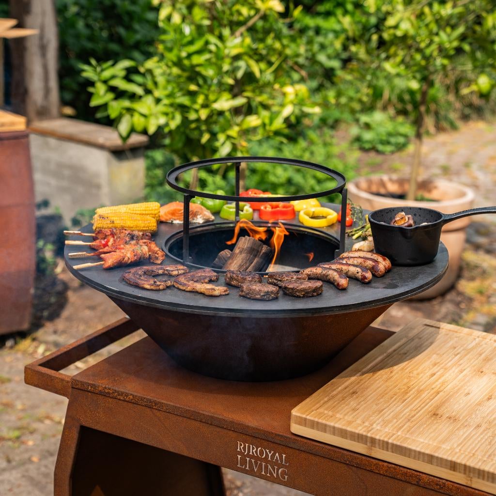 Plancha BBQ Big Jack 3.0 Cortenstaal met 80cm bakplaat Nieuw, Enlèvement ou Envoi, Neuf, RJRoyal Living, Avec accessoires