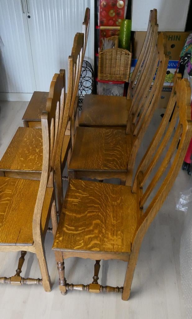 6 chaises en chêne, Maison & Meubles, Chaises, Comme neuf, Brun, Enlèvement, Cinq, Six Chaises ou plus