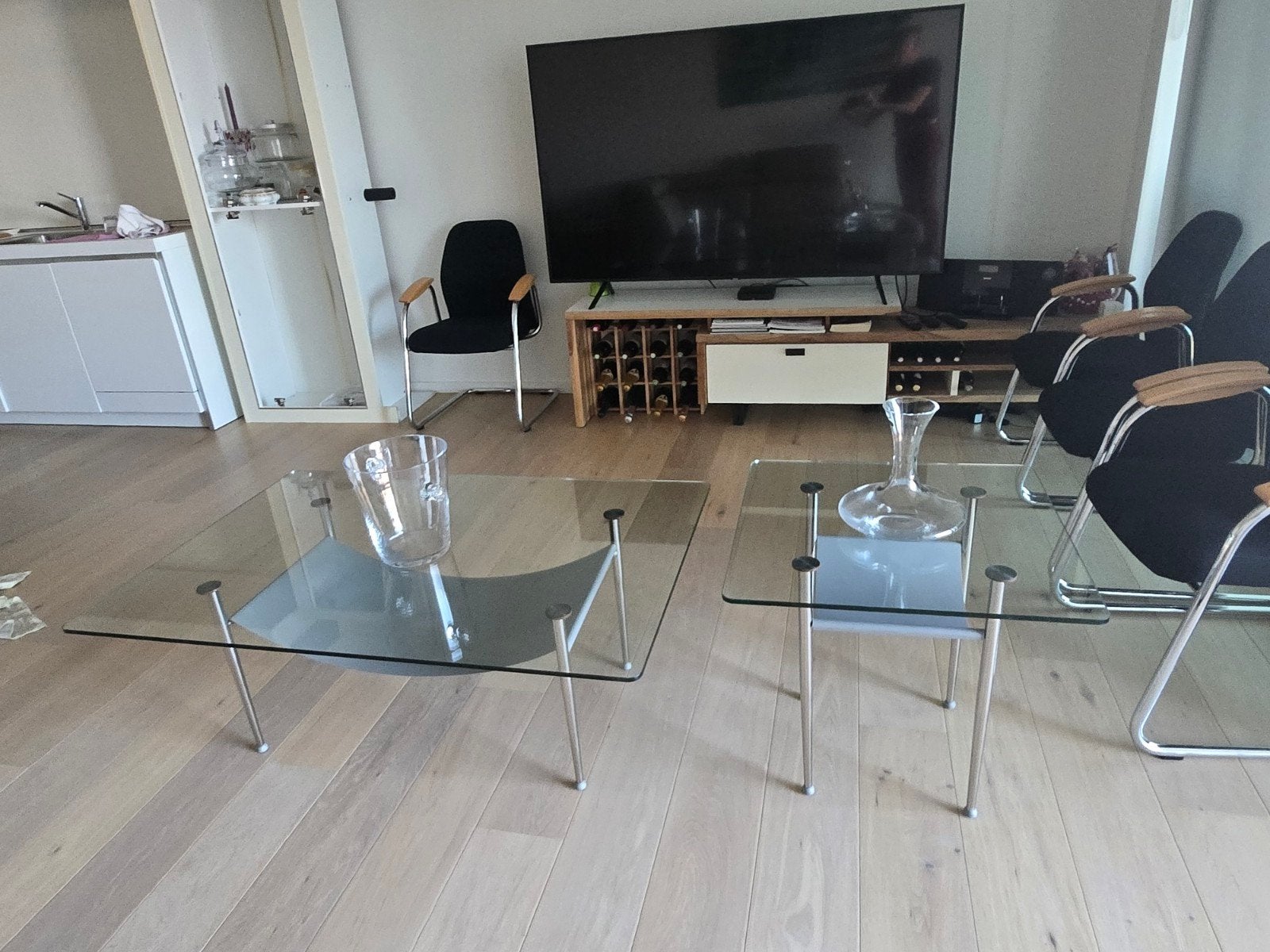 Table basse en verre Disign et table d'appoint assortie, Enlèvement ou Envoi